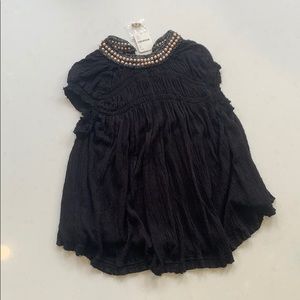 Free People NWT black top w/stylish ruching-size S